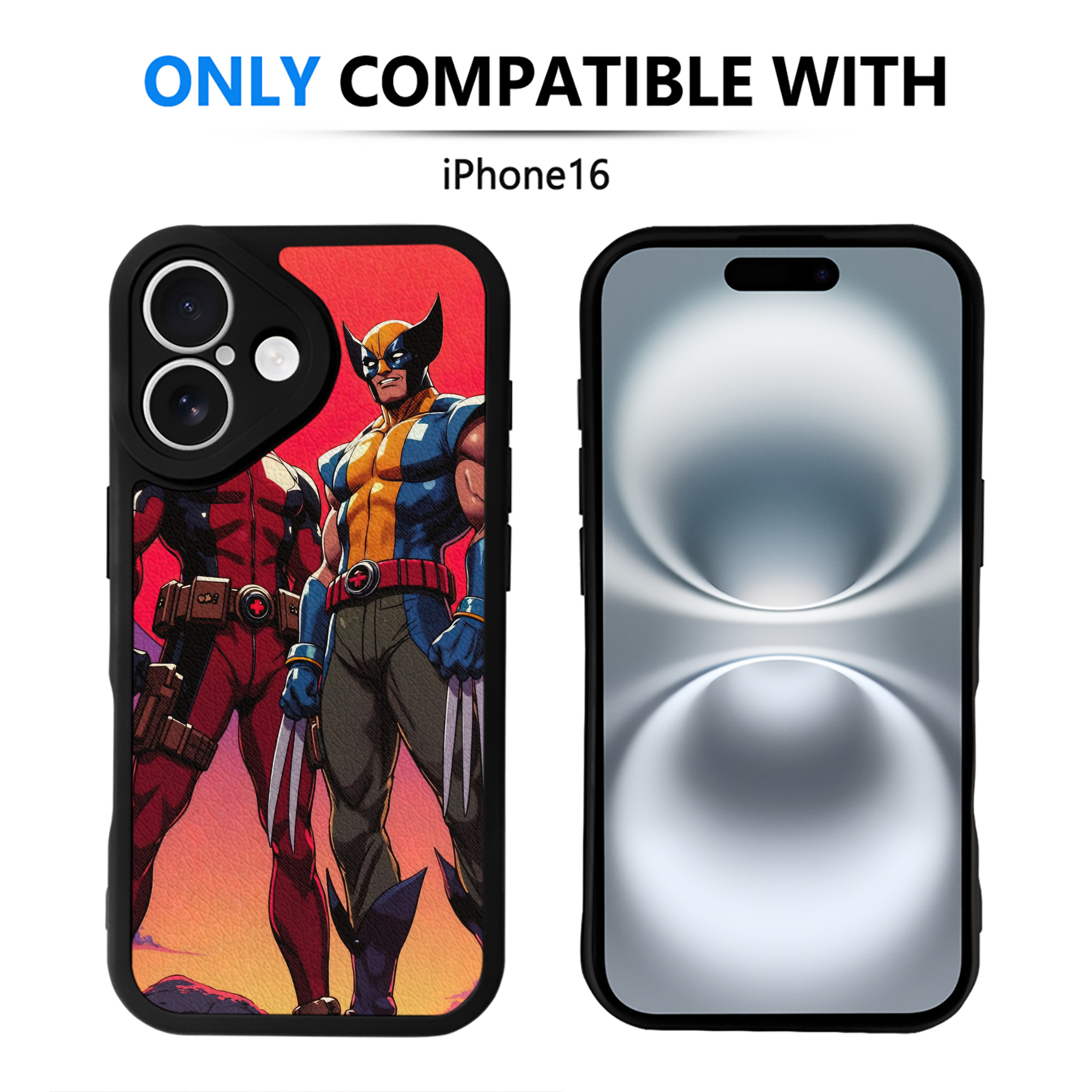 （画像用） Deadpool デッドプール 【iPhone 16シリーズ対応】シリコンスマホケース（レザー調） 材質：シリコン